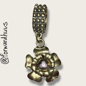 Bundle Sale 3 for $15 | Large Flower Pendant – Pink Gem Center – Textured Bail